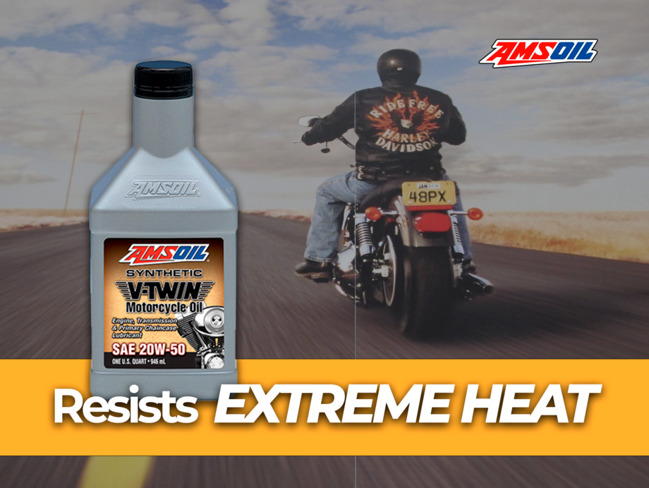 synthetic vtwin motorcycle oil 20w50 resists extreme heat